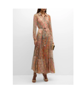 Odette Tiered Abstract-print Maxi Shirtdressp