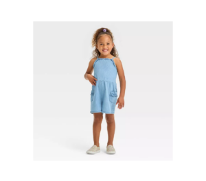 Toddler Girls' Chambray Denim Romper