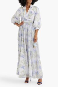 Embellished Floral-print Tulle Maxi Dress