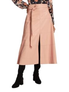 Hudson Faux Leather Midi a Line Skirt