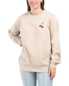 Cherry Embroidered Long Sleeve Sweatshirt
