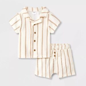 Baby Boys' Striped Top & Bottom Set - Off-white