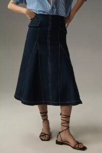 Maeve Seamed A-line Midi Skirt