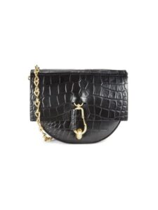 Mini Belay Croc Embossed Patent Leather Saddle Bag