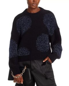 Metallic Dot Intarsia Crewneck Sweater