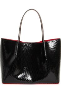 Large Cabarock Snakeskin Embossed Patent Leather Tote