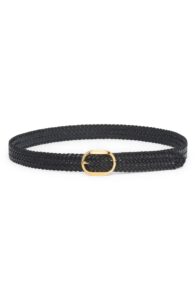 Oval Buckle Woven Leather Belt
