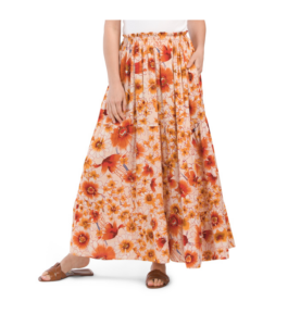 High Rise Mixed Floral Print Maxi Skirt