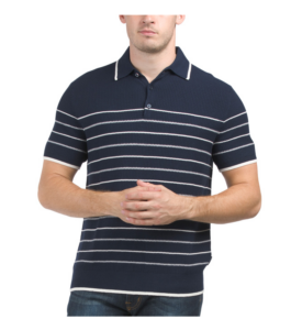 Waffle Texture Stripe Sweater Polo