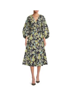 Madison Floral Balloon Sleeve Midi Dress