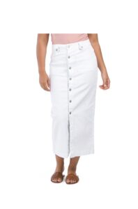 Recycled High Waisted Twill Button Front Maxi Skirt
