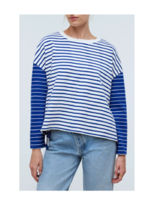 Easy Contrasting Stripe Long Sleeve Rugby T-shirt