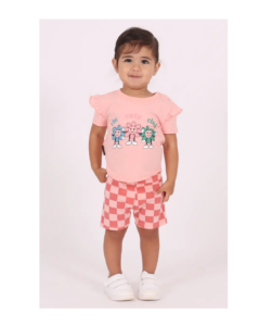 Cute Frill T-shirt & Bike Shorts Set