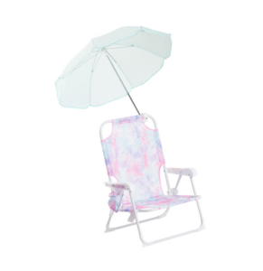 Folding Pastel Beach Chair with Cup Holder and Umbrella
