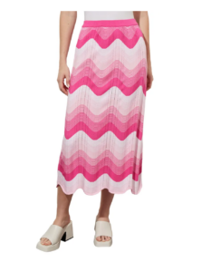 Scallop Stripe Knit Midi Skirt
