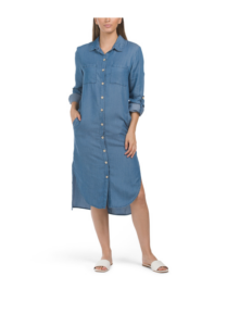 Three-quarter Sleeve Tencel Shirt Dress