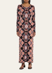 Rianna Paisley Jacquard Slim-fit Midi Dress