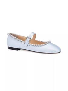 Audrey Embellished Satin Mary Jane Ballet Flats