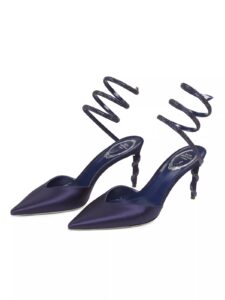 60mm Crystal-embellished Satin Serpent Ankle-wrap Pumps