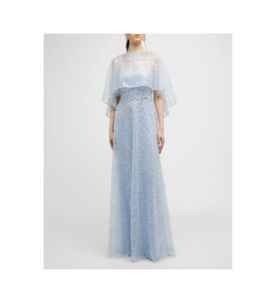 Beaded Mesh Capelet A-line Gown Size 4