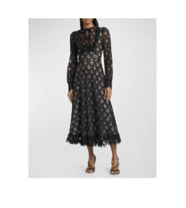 Lace Midi Dress with Tapestry Patterned Underlayer