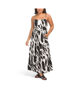 Linen Blend Printed Maxi Dress