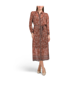 Long Sleeve Floral Maxi Shirt Dress
