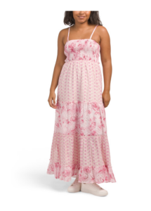 Sleeveless Mixed Embroidered Eyelet Maxi Dress