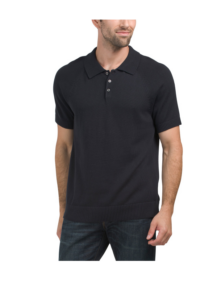 Short Sleeve Cotton and Tencel Ribbed Collar Polo