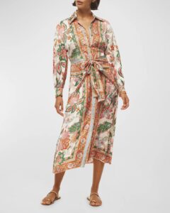 Kasbah Tie-waist Floral Midi Shirtdress