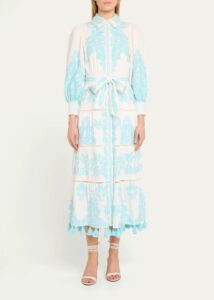Shira Embroidered Tiered Midi Dress