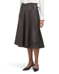 Faux Leather Midi Whisper Skirt