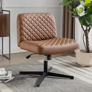 Image of sale on Criss Cross Chair Armless Pu Leather Office Desk Chair
