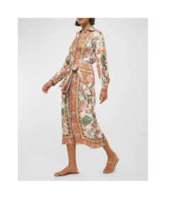 Kasbah Tie-waist Floral Midi Shirtdress