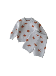 Zuri Star Pattern Crewneck Sweater & Pants Set