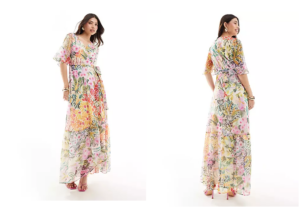 Wrap Maxi Dress in Bright Floral Print