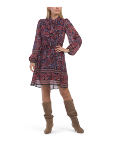 Long Sleeve Floral Mini Dress 39in Long