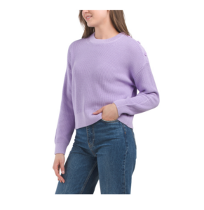 Button Shoulder Solid Pull over