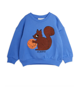 Kids' Chenille Basketball Squirrel Organic Cotton Sweatshirt