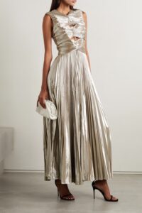 Kandoro Cutout Plissé-lamé Maxi Dress