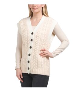 Cable Knit Wool Blend Vest