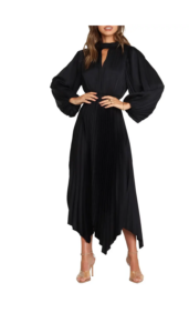 Eloise Pleated Balloon Sleeve Midi Dress