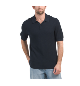 Short Sleeve Open Knit Sweater Polo