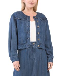 Dayla Collarless Denim Jacket
