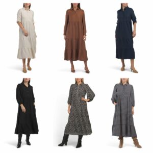 Long Sleeve Collar Tiered Maxi Dress