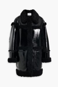 Elsie Faux Shearling-trimmed Vinyl Coat