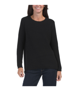 Emma Crew Neck Shaker Stitch Sweater