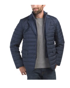 Quilted Blazer with Detachable Vest and Pocket Square Accent