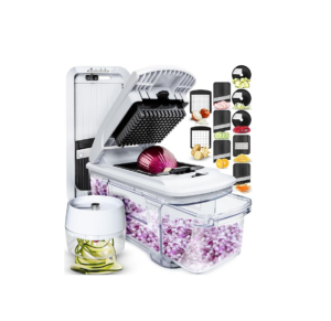 Vegetable Chopper, Mandoline Slicer & Cheese Grater - French Fry Cutter & Veggie Dicer - Cheese Slicer - Includes Bonus Handheld Spiralizer (6 in 1, B