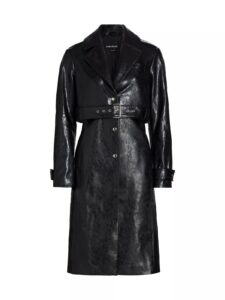 Katija Faux-leather Single-breasted Trench Coat
